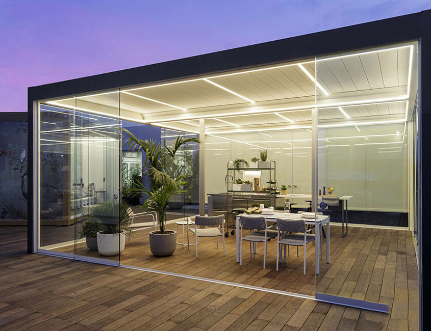 Lamellendach-Seitenelemente-Glas-Outdoor-Stilgarten